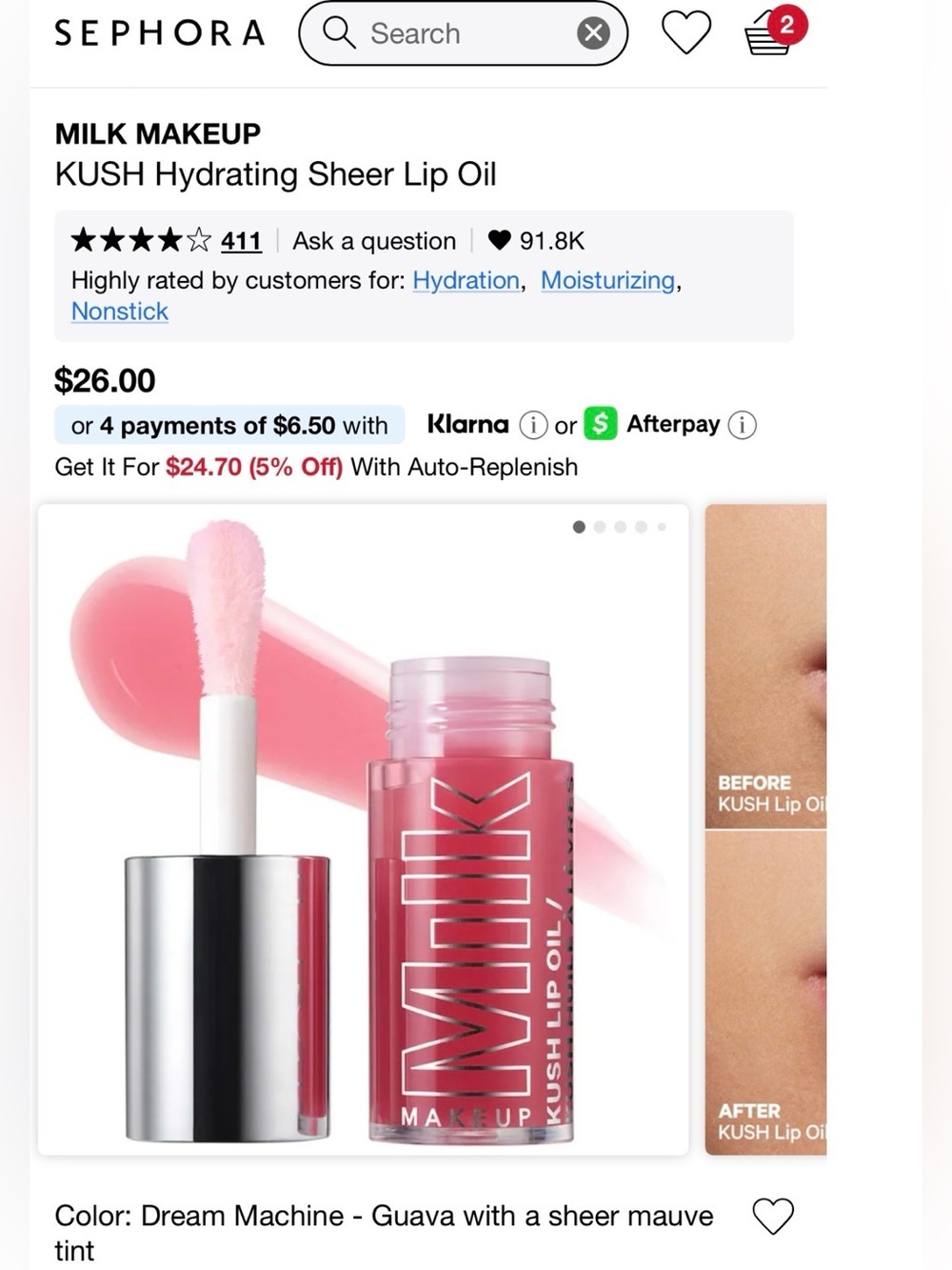 Milk Makeup Kush Hydrating Sheer Lip Oil — Dream Machine (Sheer Mauve Pink)